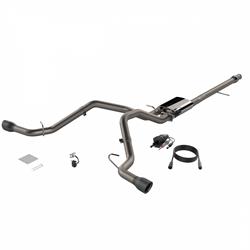 Exhaust System,2014-2018 Silverado 1500 4.8/5.3L EC/SB CC/SB Cat Back Rear Split Exit W/ Black Tips