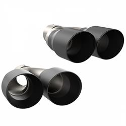 Exhaust Tips, Quad Tips, 2.5 in. Inlet, Dual 3.5 in. Outlets, Stainless Steel, Black, Dodge, Pair