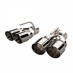 Exhaust Tips, Quad Tips, 3 in. Inlet, Dual 3.5 in. Outlets, Stainless Steel, Polished, Dodge, Pair