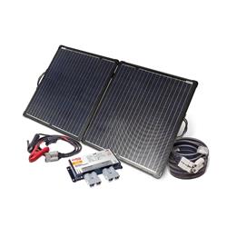 Solar Panel kit, 200W Portable Folding Solar Panel kit, includes panel, regulator, cables, and accessories for perfect camp charging.