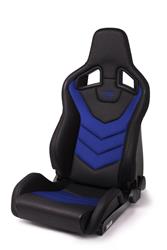 Seat, Sportster GT, Reclining Bucket, Black/Blue, Vinyl/Suede, Blue Logo, Passenger Side, Each