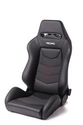 Seat, Speed V, Reclining Bucket, Black/Black with Red Accent, Leather/Suede, Metal Gray Logo, Passenger Side, Each