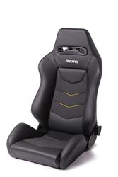 Seat, Speed V with Sub Hole, Reclining Bucket, Black/Black with Yellow Accent, Leather/Suede, Metal Gray Logo, Passenger Side, Each