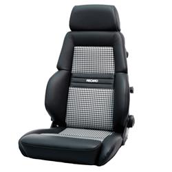 Seat, Expert M, Reclining Bucket, Black, Leather/Houndstooth, Silver Logo, Driver/Passenger Side, Each