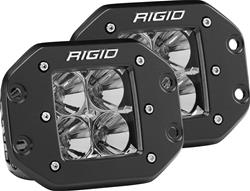 Auxiliary Lights, D-Series Pro LED, Flush Mount, Flood, Rectangular, Clear Lens, Black Housing, Pair
