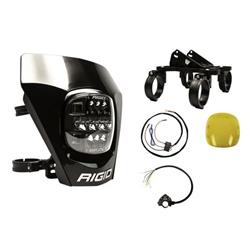 Powersports Headlight Assembly, 5.37 in. Wide, 5.12 in. Tall LED Light, 2,992/8,786 Lumens, RIGID Adapt XE Extreme Enduro Ready To Ride, Black, Kit