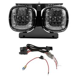 Head Light, Dual, Harley Davidson, Road Glide, Clear Lens, Black Housing, Kit