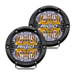 Auxiliary Lights, 360 Series, Driving, 4 in., White LED, Black Aluminum Housing, Clear Lens, Amber Backlighting, Pair