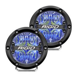 Auxiliary Lights, 360 Series, Driving, 4 in., White LED, Black Aluminum Housing, Clear Lens, Blue Backlighting, Pair