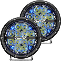 Auxiliary Lights, 360 Series, Driving, 6 in., White LED, Black Aluminum Housing, Clear Lens, Blue Backlighting, Pair