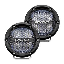 Auxiliary Lights, 360 Series, Diffused, 4 in., White LED, Black Aluminum Housing, Clear Lens, White Backlighting, Pair