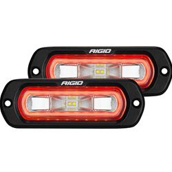 Light Pods, Auxiliary Light, Off-Road/Racing Lamp, 1.5 in. x 4.50 in., LED, Clear Lens, Red Halo Surround, Pair