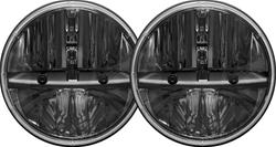 Head Lights, 7 in. Round, LED, Clear Lens, Chrome Housing, Jeep, JK, Pair