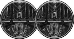 Head Lights, 7 in. Round, LED, Clear Lens, Chrome Housing, Heated Lens, Jeep, JK, Pair