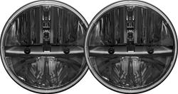 Head Light, 7 in. Round, LED, Clear Lens, Chrome Housing, Pair
