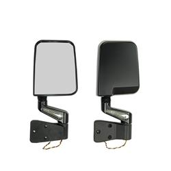 Mirrors, LED Turn Signal, Manual Adjustment, Black Plastic Housing, Jeep, Pair