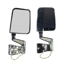 Mirrors, LED Turn Signal, Manual Adjustment, Chrome Plastic Housing, Jeep, Pair