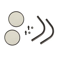 Side View Mirrors, Trail, Round, Flat, Manual, Black Powdercoated Steel Housing, Jeep, Pair