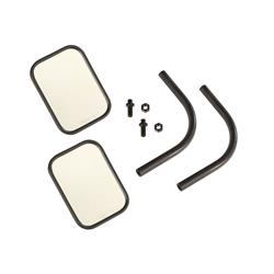 Side View Mirrors, Trail, Rectangular, Flat, Manual, Black Powdercoated Steel Housing, Jeep, Pair
