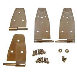 Door Hinges, Upper/Lower, Stainless Steel, Polished, Jeep, Set of 4