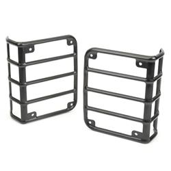 This pair of textured black tail light Euro guards from Rugged Ridge fits 07-15 Jeep Wranglers.