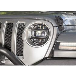 Headlight Guard, Elite Euro, Aluminum, Satin Black Powdercoated, Jeep, Pair