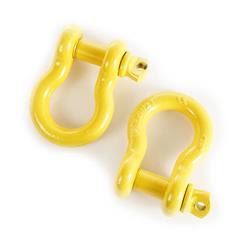 Bow Shackles, 13,500 lbs. Load Rating, Steel, Yellow Powdercoated, 0.875 in. Pin Diameter, Pair