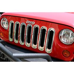 Grille Insert, Main Grille, Plastic, Chrome, Jeep, Set of 7