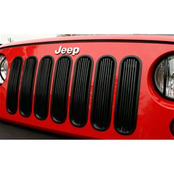 Grille Insert, Main Grille, Billet Aluminum, Black, Jeep, Set of 7