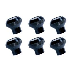 Dash Knobs, Billet Aluminum, Black, Knurled, Jeep, Set of 6