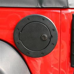 Fuel Door, Aluminum, Black Powdercoated, Round, Jeep, Each