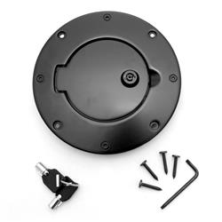 Fuel Door, Aluminum, Black Powdercoated, Jeep, Lockable, Each