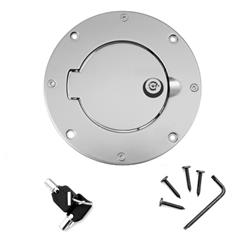 Fuel Door, Aluminum, Brushed, Locking, Jeep, Each
