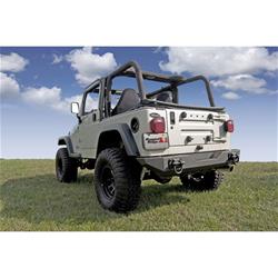 Bumper, XHD, Rear, Fabricated, Steel, Black Textured Powdercoated, Jeep, Each
