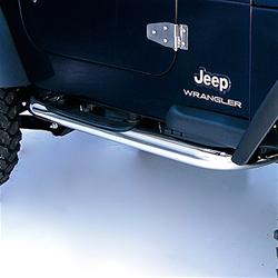 Step Bars, Nerf Bars, Stainless Steel, Polished, 3 in. Diameter, Jeep, Pair