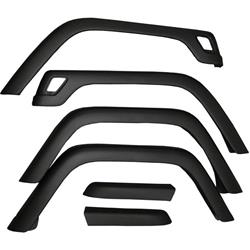Fender Flares, Black, Thermoplastic, Front, Rear, Jeep, Kit