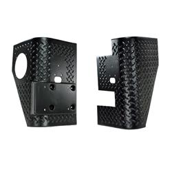 Body Armor, Thermoplastic, Black Diamond Tread, Rear Corners, Jeep, Pair