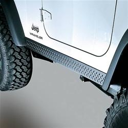 Body Armor, Thermoplastic, Black Diamond Tread, Side Rocker Panels, Jeep, Pair
