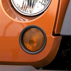 Light Bezel, Turn Signal Light, Plastic, Black, Jeep, Pair
