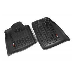 Floor Mat, Floor Liner, Front, Thermoplastic, Black, Pair