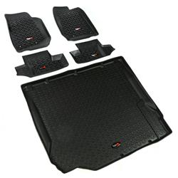 Floor Liners, All-Terrain, Front/Second Seat/Cargo, Thermoplastic, Black, Jeep, Set of 5