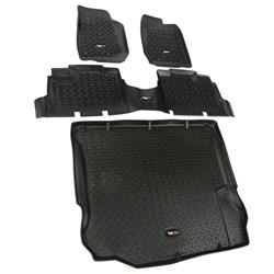 Floor Liners, All-Terrain, Front/Second Seat/Cargo, Thermoplastic, Black, Jeep, Set of 4