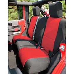 Seat Cover, Custom-Fit, Neoprene, Rear, Black, Red, Jeep, Each