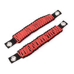 Interior Grab Handles: A-pillar grab handle, red paracord, pair, Jeep: 07-17 Wrangler JK