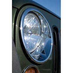 Headlight Trim Covers, Acrylic, Chrome, Jeep, Pair