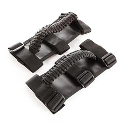 Interior Grab Handles: 550 paracord grab handles, black on black, 2" to 3" roll bar, pair, Jeep