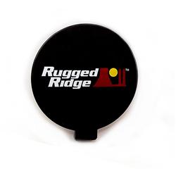Light Cover, Round, 6 in. Diameter, Plastic, Black/White/Red, Rugged Ridge Logo, Each