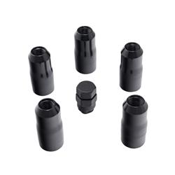Wheel Lock Nut Set, 5 Nuts w/Key, Black, M14-1.5