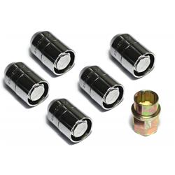 Lug Nuts, Conical Seat, 1/2 in x 20 RH, Closed End, Locking, Chrome Plated Steel, Set of 5