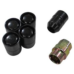 Lug Nuts, Conical Seat, 1/2 in x 20 RH, Closed End, Locking, Steel, Black, Set of 5